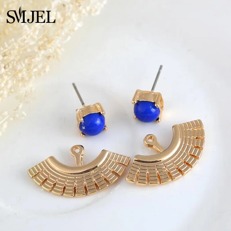 Smjel новый геометрический сектор серьги гвоздики зеленый/синий камень
