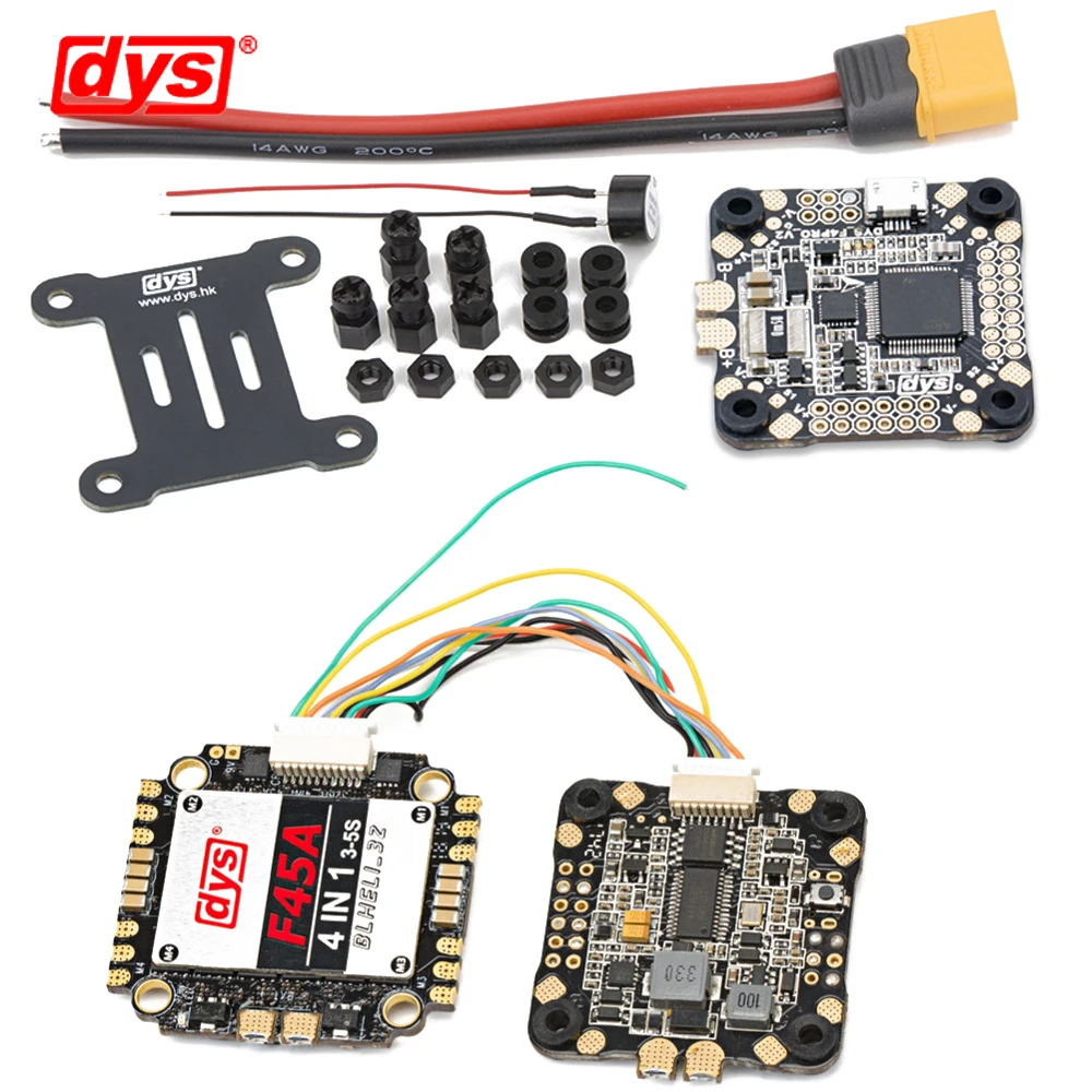 Система управления полетом DYS ARIS F45A 4в1 Blheli_32 3 ~ 5S 45A бесщеточный ESC & F4 PRO V2 Betaflight 5 В/3