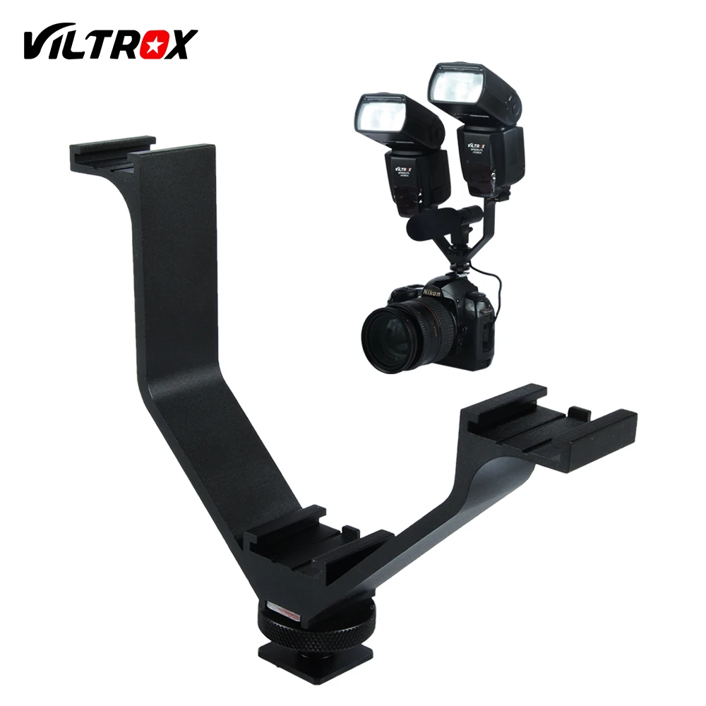

Viltrox VL-125 Metal Triple Hot Shoe 125mm V Shape Mount Flash Bracket for Camera Flash Microphone LED Video Light Monitor DSLR