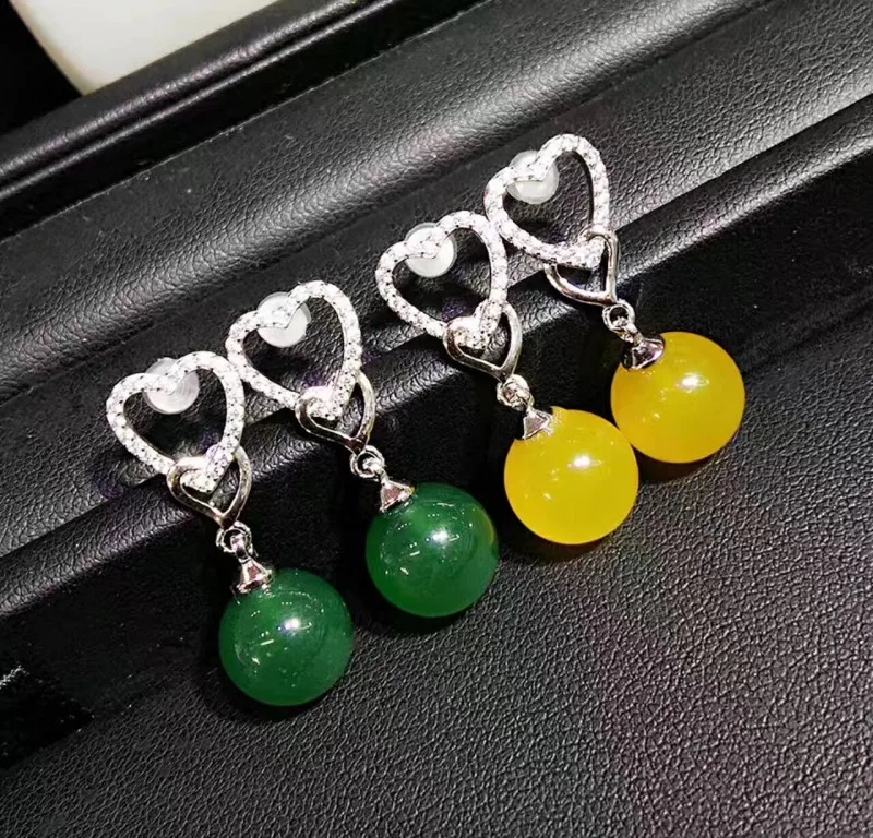 Подвески из натурального халцедона сердца искусственной цепи круглые бусины