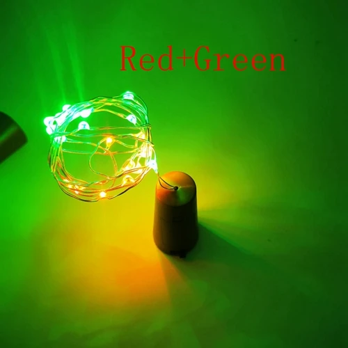 Red and Green Два цвета светодиодный светильники в форме винных бутылок, пробковая гирлянда, гирлянда, сказочные огни, питание от батареи для рождества, вечерние, праздничные, свадебные украшения - Испускаемый цвет: Red and Green