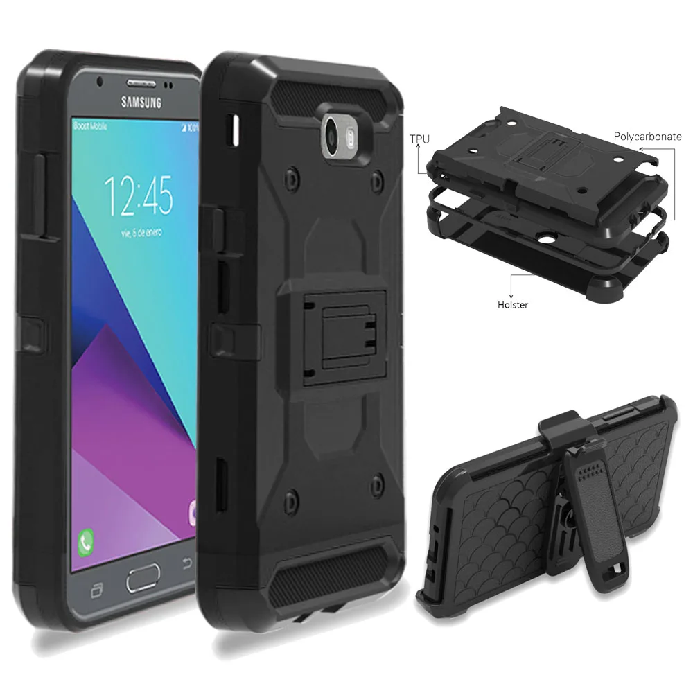 Сверхпрочный бронированный противоударный чехол с зажимом для ремня Samsung Galaxy J3