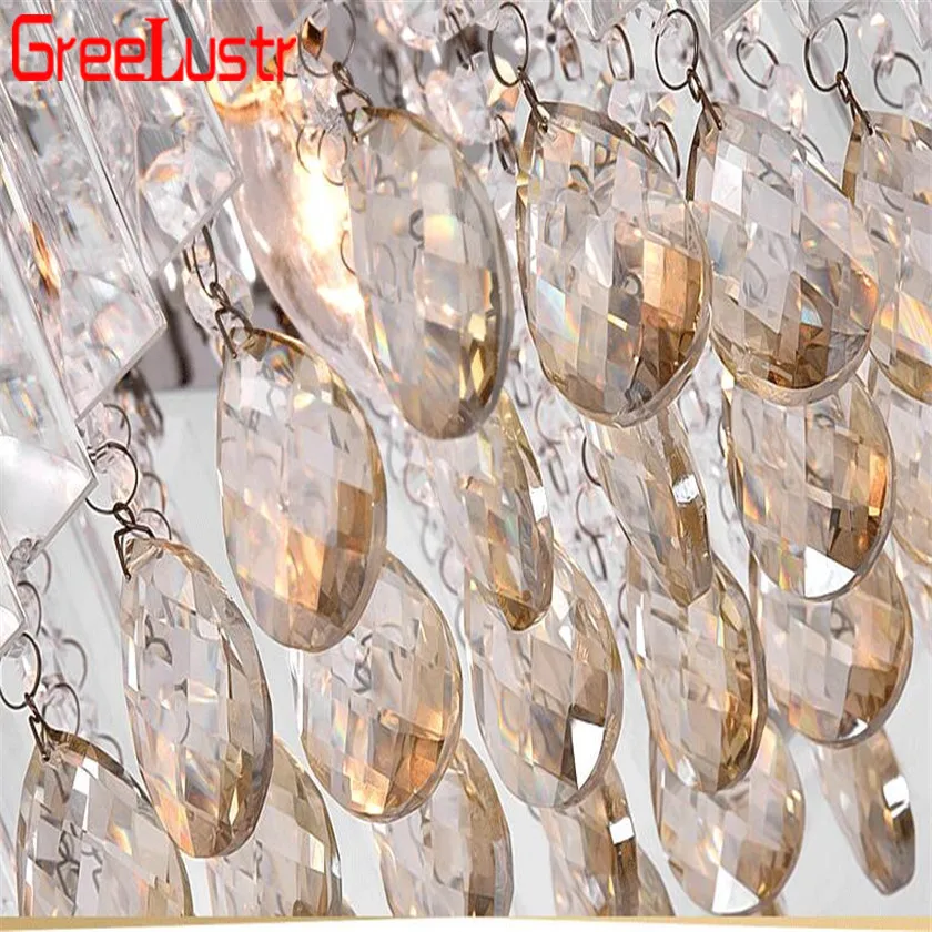 

Cognac Crystal Square Ceiling Light Fixtures Abajur Luminaria teto Lustre de plafond for Home Led Light E14 Chandelier Ceiling