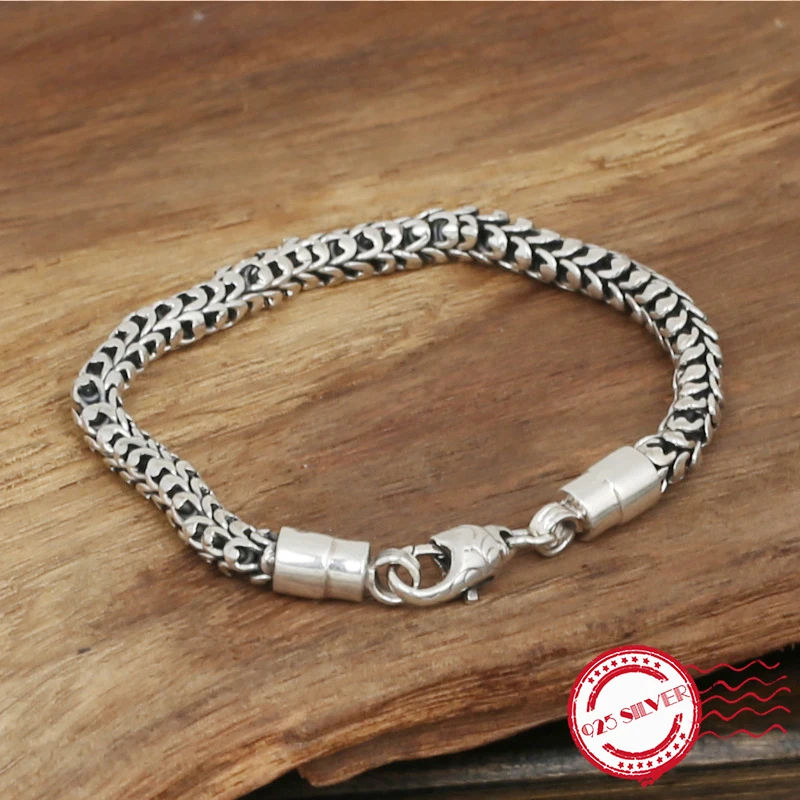S925 sterling silver men's bracelet personality fashion jewelry handmade retro double leading shape 2018 new gift to send lover |