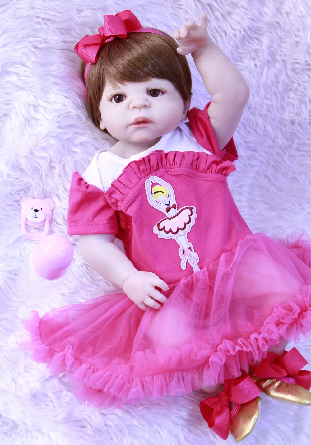 Boneca 55 см куклы Bebe Reborn для девочек Реалистичная силиконовая кукла модное красное