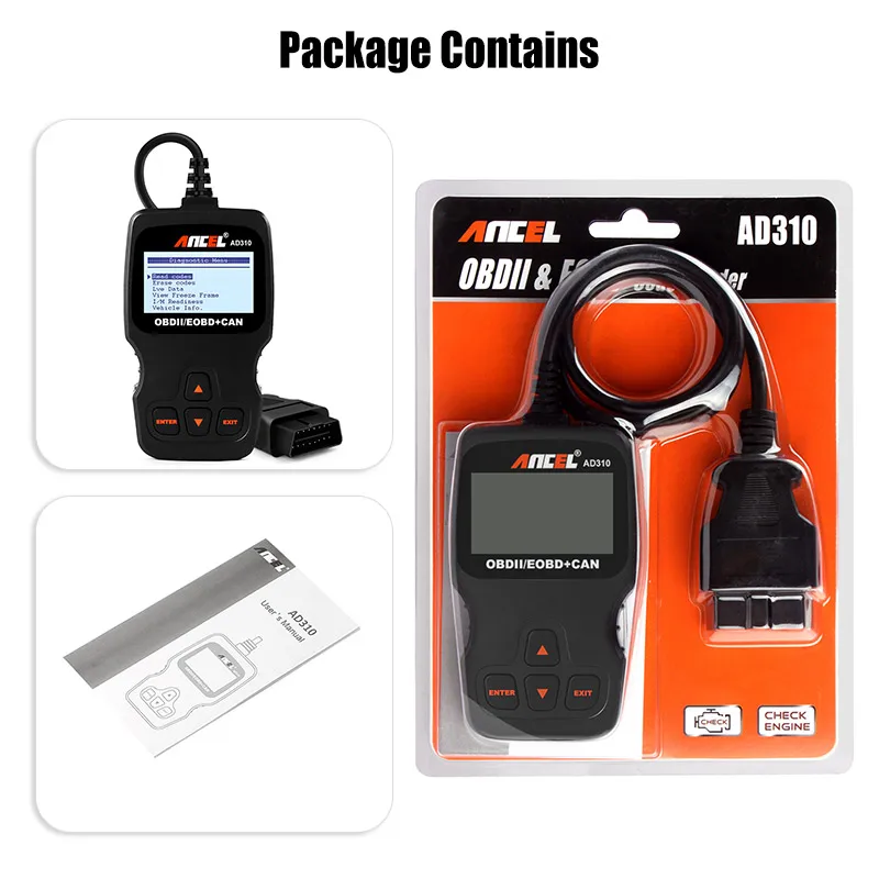 Автомобильный сканер ANCEL AD310 OBD2 считыватель кодов двигателя ЖК-дисплей