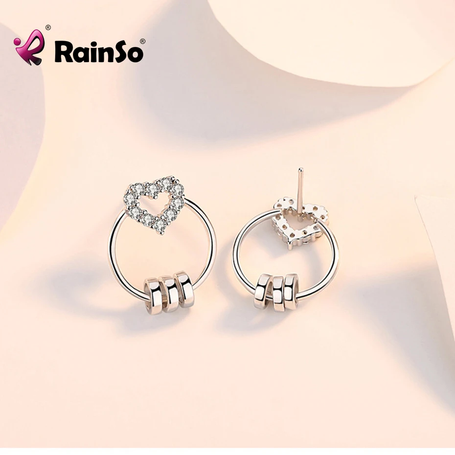 Женские серьги гвоздики в форме сердца Rainso корейские из стерлингового серебра S925