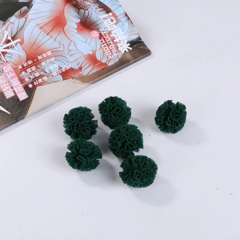 Color 30 Dark Green 12 шт./партия, диаметр 25 мм, марлевый помпон конфетного цвета, разноцветные кружевные помпоны, мячи для волос ручной работы, аксессуары для волос - Цвет: Color 30 Dark Green