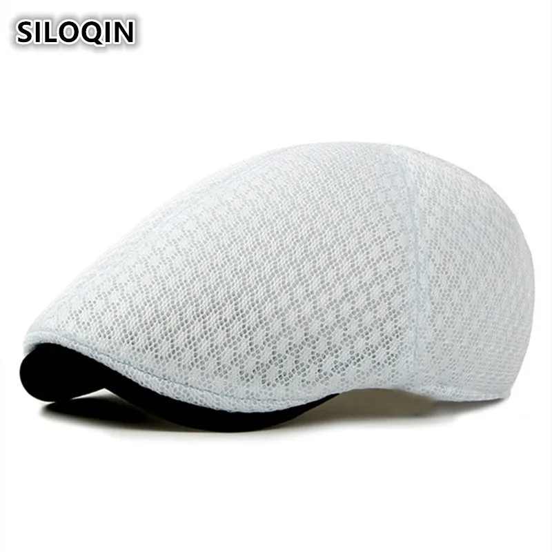 

SILOQIN Unisex Summer Ultra-thin Breathable Mesh Berets Fashion Ventilation Mesh Caps For Men And Women Simple Solid Couple Hats
