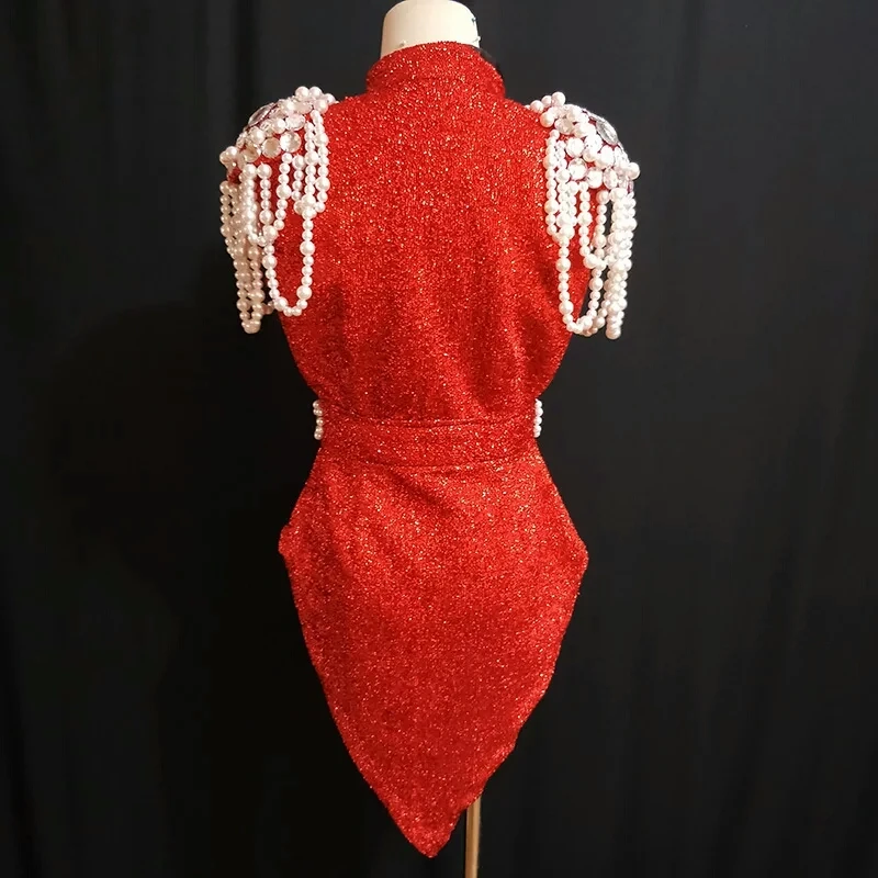 Комплект из 2 предметов блестящий серебристый костюм Стразы с жемчугом Женский