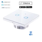 Приложение EwelinkWi-Fiсенсорный выключатель лампы, ЕС, тип 1, 2, 3 Gang, 1 Way, Wi-Fi, дистанционное управление, сенсорный выключатель света, умный дом