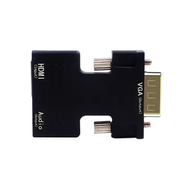 Ранкман HDMI в VGA конвертер адаптер с аудио Женский в Мужской Кабели 720/1080P для HDTV монитор проектор ПК ноутбук - Color: Black