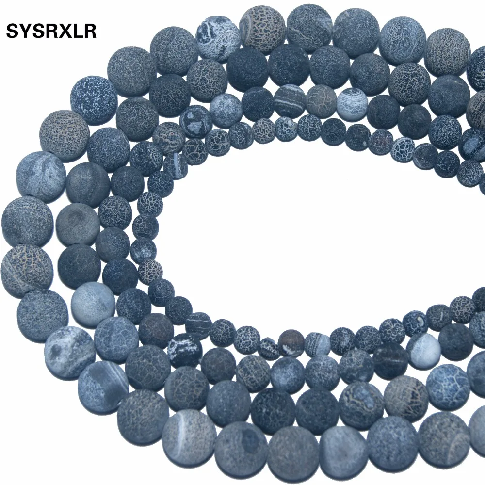 Оптовая продажа черные круглые бусины россыпью из натурального камня морозного