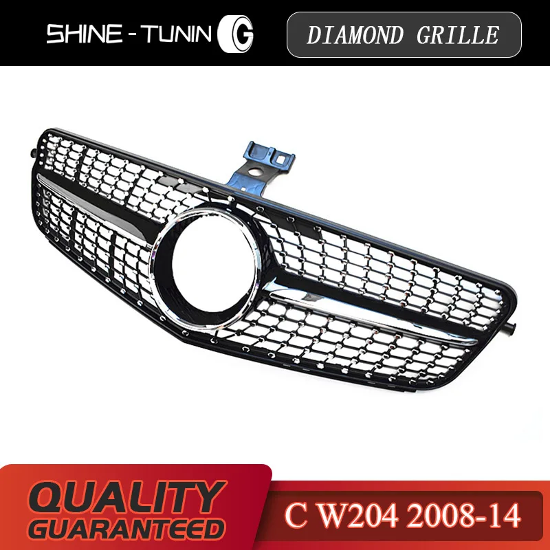 Передняя решетка для Mercedes Benz C Class W204 Алмазная C180 C200 C300 C250 C350 2008-14 с эмблемой |