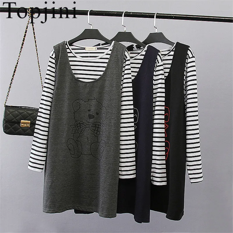 New Spring 2017 Cotton Cute Straight Print Full Sleeve Casual Dresses Knee-Length Regular O-Neck Fashion Women Set | Женская одежда