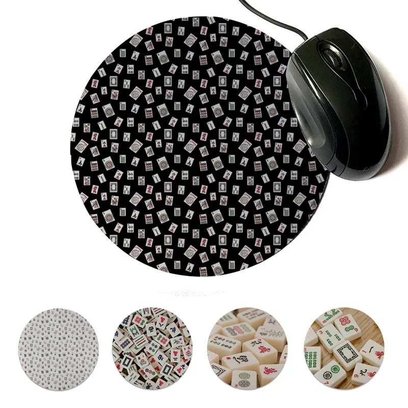

MaiYaCa White Black Mahjong Pattern Customized laptop Gaming Lockedge mouse pad round mouse pad 20x20 cm
