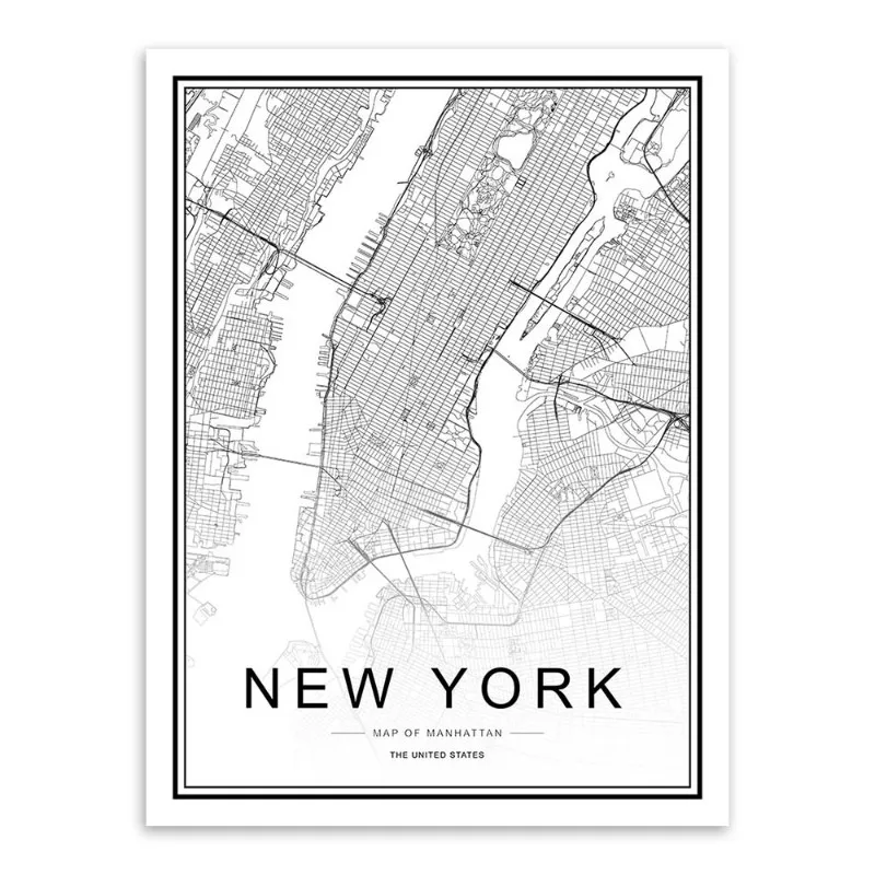 Black White Custom World City Map Paris London New York Posters Nordic Living Room Wall Art Pictures Home Decor Canvas Painting | Дом и сад