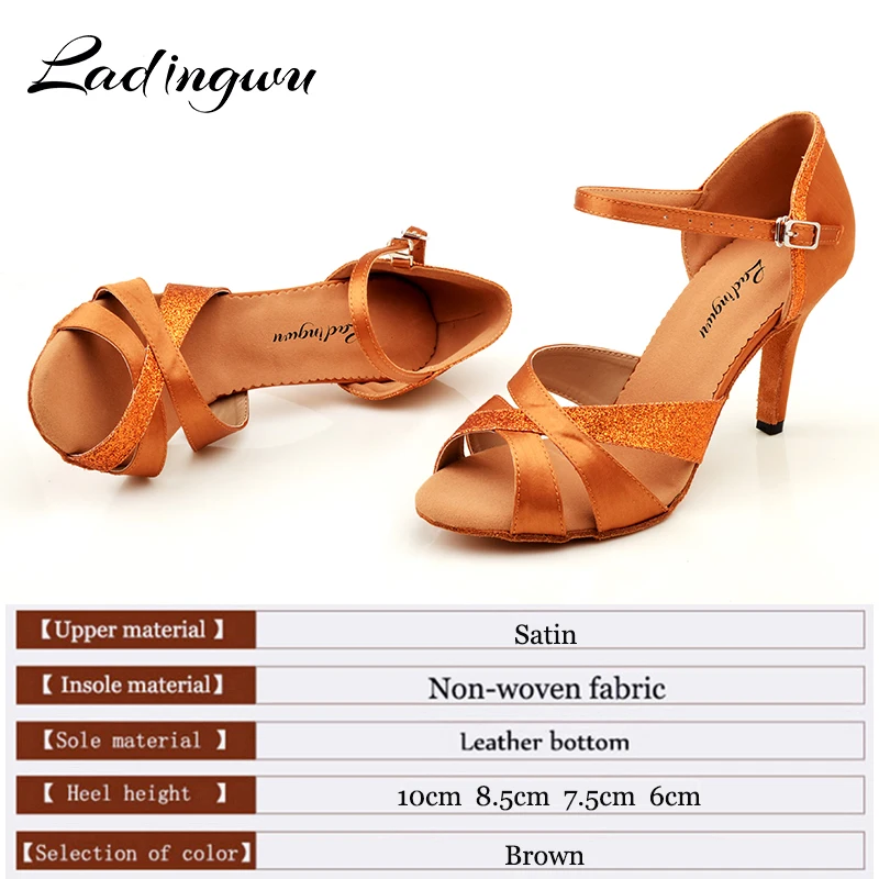 Женские атласные туфли Ladingwu для латиноамериканских танцев Обувь бальных обувь