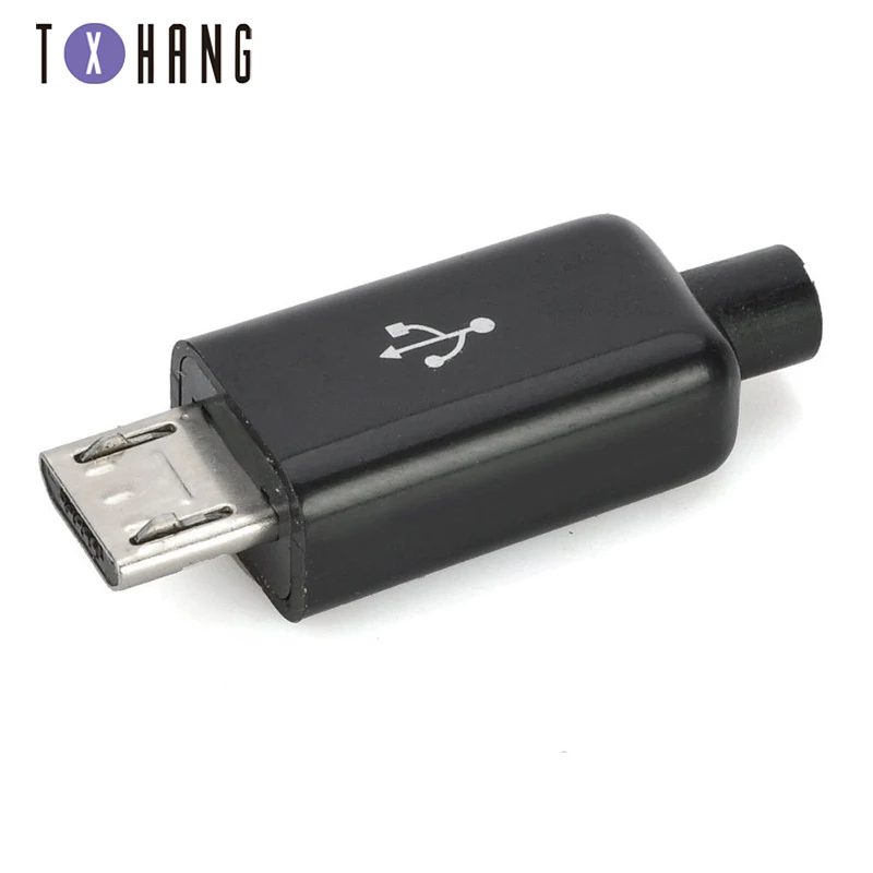 10PCS/LOT Micro USB 5Pin Male connector plug Black welding Data OTG line interface DIY data cable accessories | Электронные
