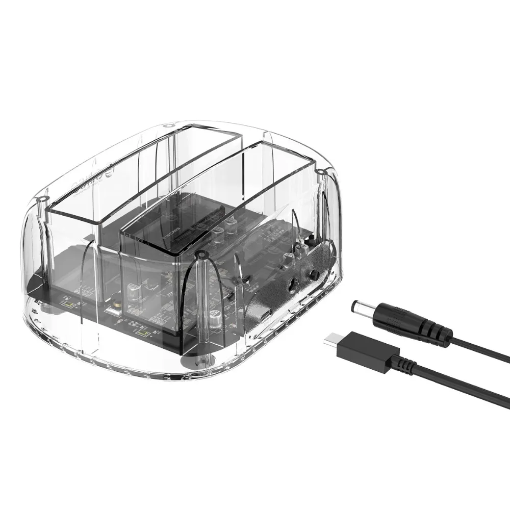 ORICO 2,5/3,5 дюйма 2 отсека USB C прозрачный жесткий диск Поддержка 24 ТБ USB3.1 Gen1 HDD док-станция type-C HDD Чехол