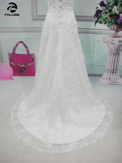 Vestidos De Casamento наличии США 4-22 Вт Белый/Кот без бретелек аппликации-line Кружево