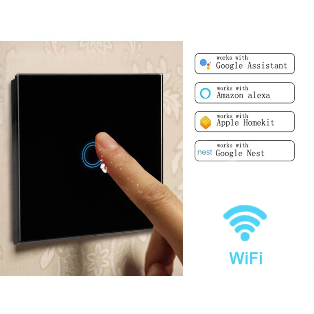 ЕС Стандартный 1/2/3 местный 1 позиционный WiFi сенсорный выключатель Смарт