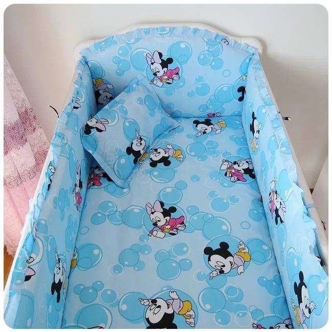 

6PCS Cartoon baby bedding sets cotton kit berço cute cartoon baby bed linen (4bumpers+sheet+pillow cover)