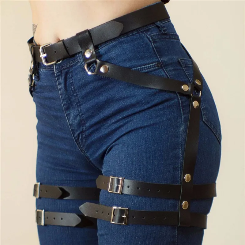 

Women's Belt For Stocking Garters Female Faux Leather Harness Leg Cage Body Bondage Adjustable Harajuku Accessories Garter