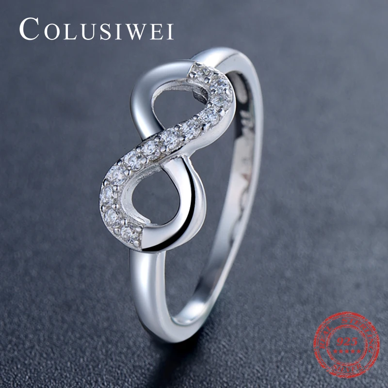 COLUSIWEI 100% твердый 925 Серебряное кольцо 2018 модные Бесконечная любовь ювелирных