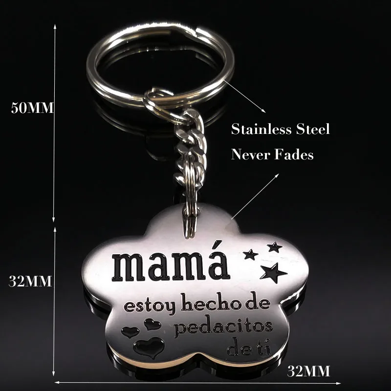 Модные Mama брелки из нержавеющей стали для женщин цветок письмо серебряный цвет Подарочный Брелок dia de la madre K77362B