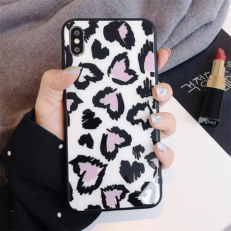 Роскошные стеклянные Чехлы JAMULAR с леопардовым принтом для телефонов iPhone XS MAX XR X 7 8