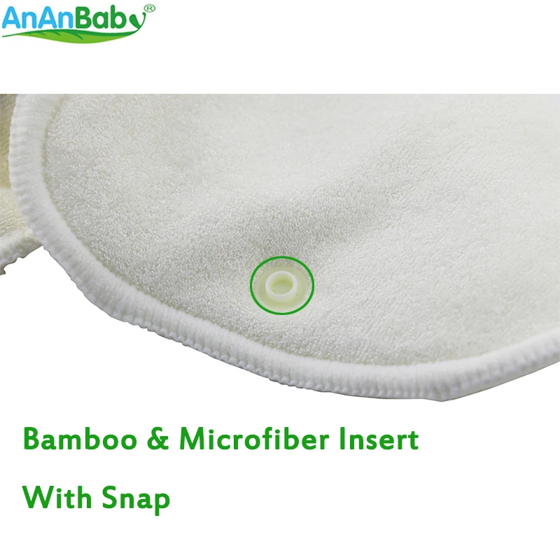 Ananbaby 1 шт 4 слоя бамбуковая смесь вставки с защелкой подходят тканевые вкладыши в подгузники