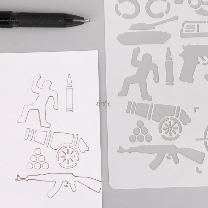 

24 Sheets Drawing Template Stencils Journal Notebook Diary Scrapbooking Hollow DIY Stationery School Office Supplies