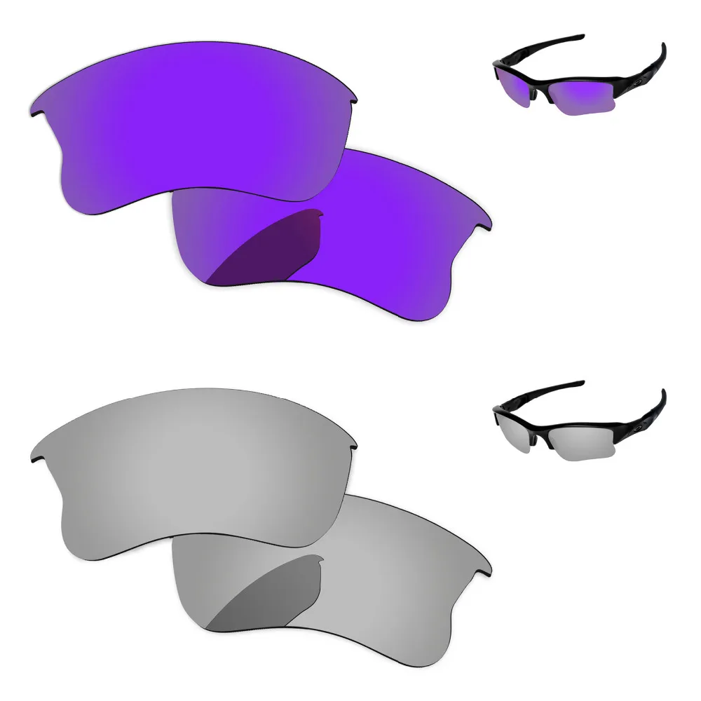 

2 пары, серебристые и фиолетовые зеркальные поляризационные Сменные линзы для Flak Jacket XLJ, оправа для солнцезащитных очков 100%, защита от Уфа и у...