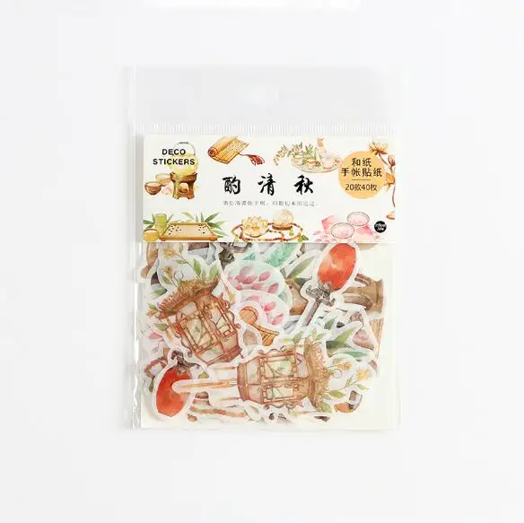 A 40pcs XINAHER 20/40 шт/мешок китайский стиль бумажные наклейки украшения наклейки DIY для рукоделия дневник в стиле Скрапбукинг планировщик этикетка наклейка - Цвет: A 40pcs