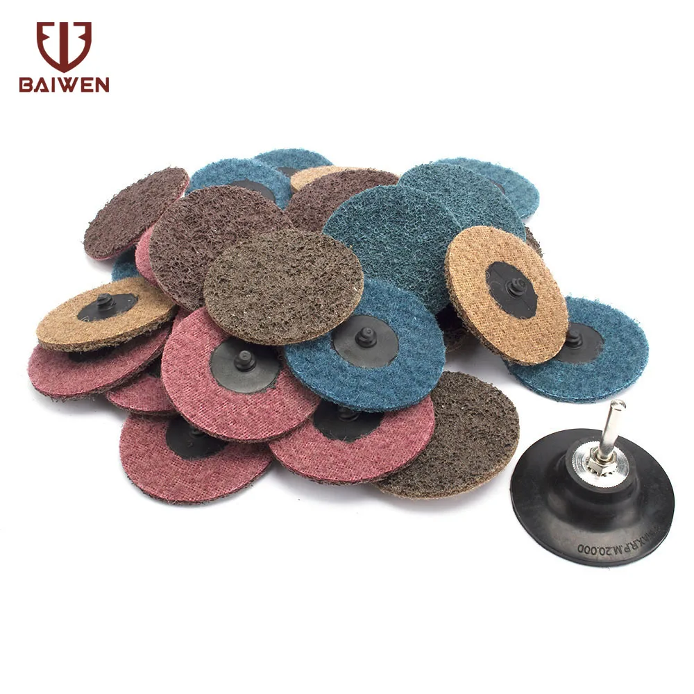 

31Pcs 3" Roloc Sanding Disc Quick Change Tray Holder For Metal Surface Grinding Polishing Rust Removal