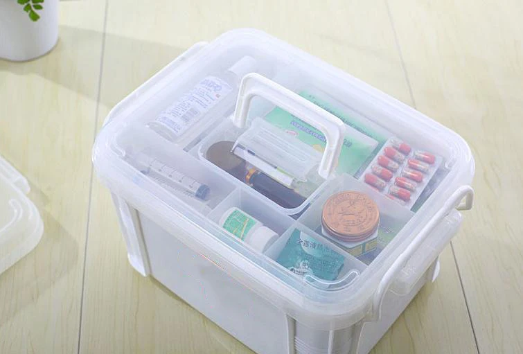 The box of the Red Cross first aid boxes plastic bin locker large medicine cabinet multilayer PCS household items | Красота и