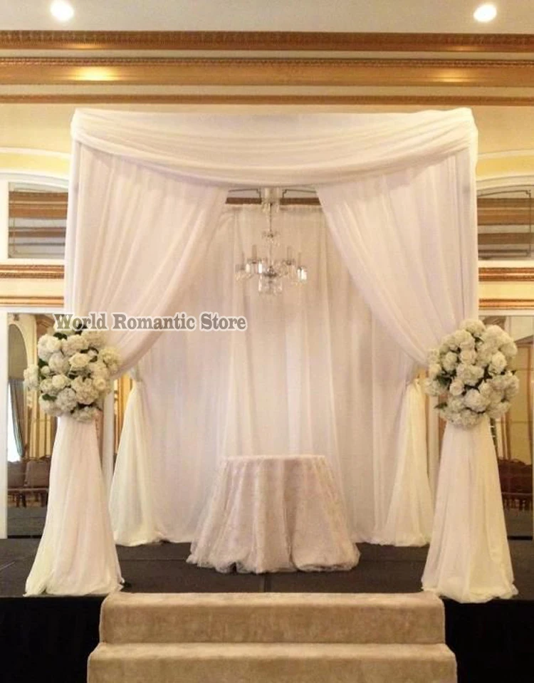 

10'x10'x10' Wedding Decoration Reception Hall With Matched Stainless Steel Stand Banquet Favors Canopy Drapes White Color