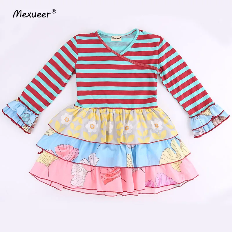 Осенне-зимнее специальное однотонное платье с тремя оборками и длинными