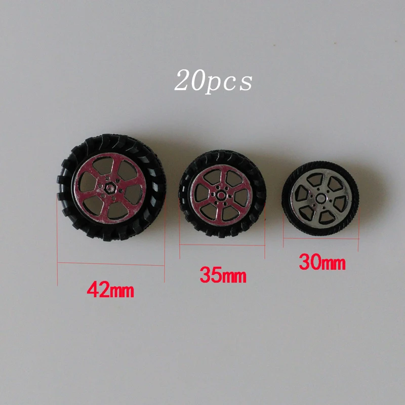 20 шт. пластиковые колеса 2 мм ось/вал Диаметр шин 42/35/30 DIY Mini 4WD багги ступицы