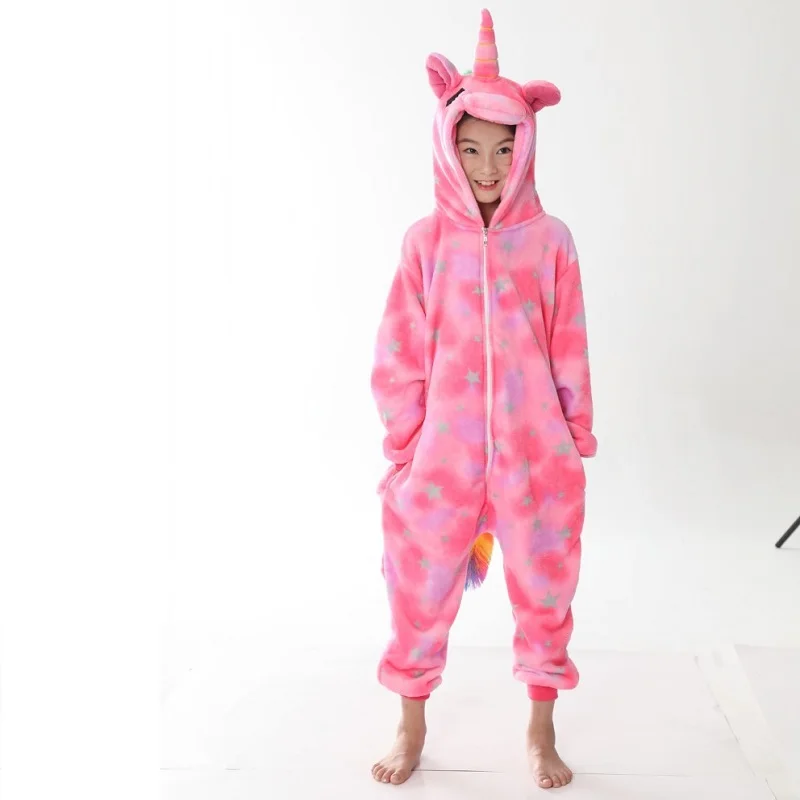 

Rainbow tail Children Pajamas Unicorn pink star unicorn Onesie Kids Animal Closed eyes Unicorn Child Girls Children Sleepwear