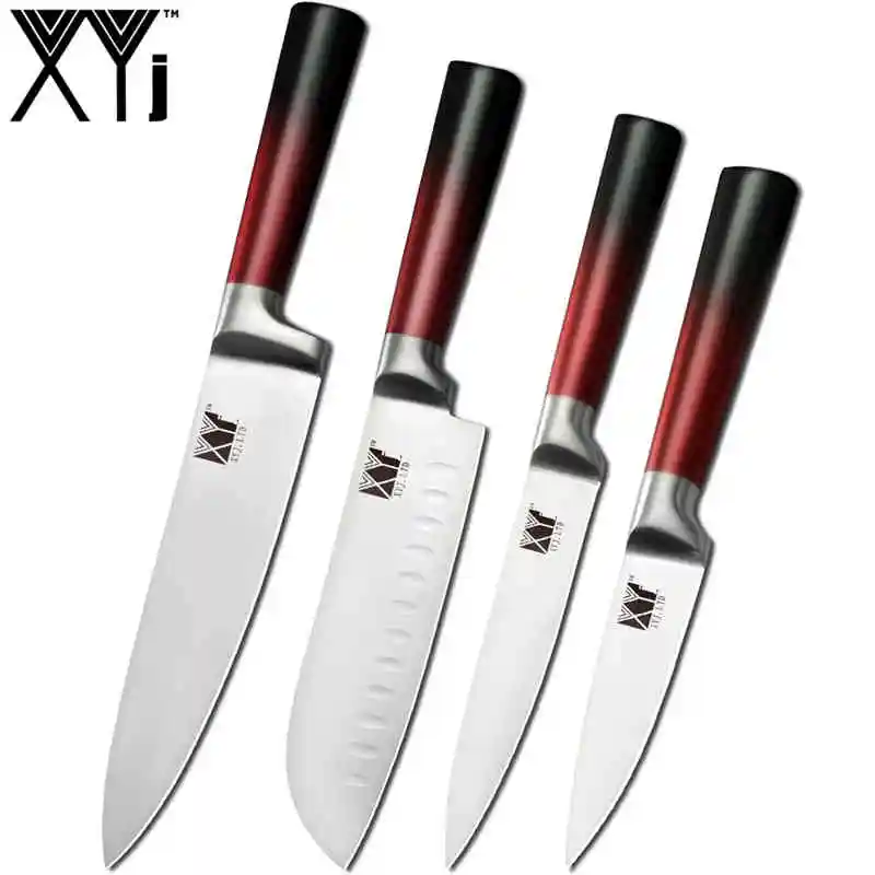 4pcs set XYj набор кухонных ножей шеф-повара для нарезки хлеба Santoku нож для очистки овощей 8 ''подставка для кухонных ножей гаджет для приготовления пищи Acceossory - Цвет: 4pcs set