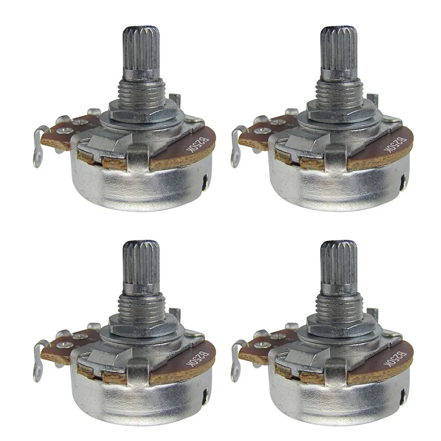 4pcs B250K 4 шт. гитарные басовые Горшки потенциометры Горшки A250K/B250K/A500K/B500K короткий разделительный вал большой размер части для электрогитары - Цвет: 4pcs B250K