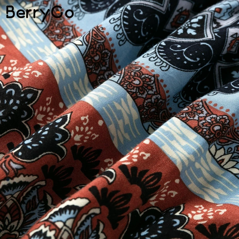 BerryGo женские юбки Boho длинная юбка с цветочным принтом летние кисточками 2019