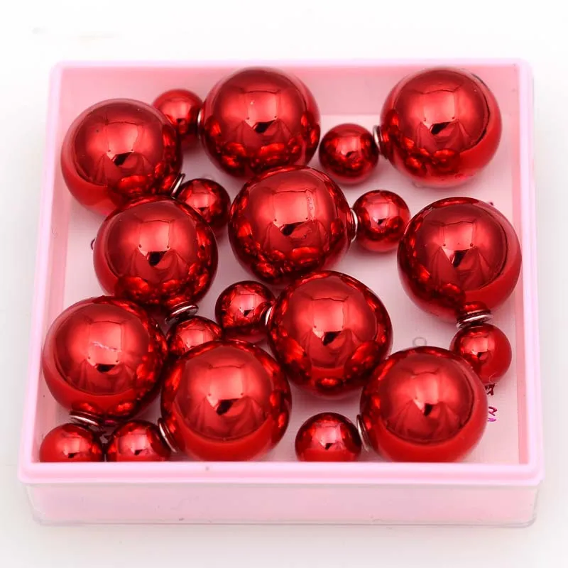 Metallic red Miasol 3 пары двухсторонние жемчужные серьги-гвоздики большой маленький круглый шар имитация жемчуга Серьги пусеты ювелирные изделия - Окраска металла: Metallic red