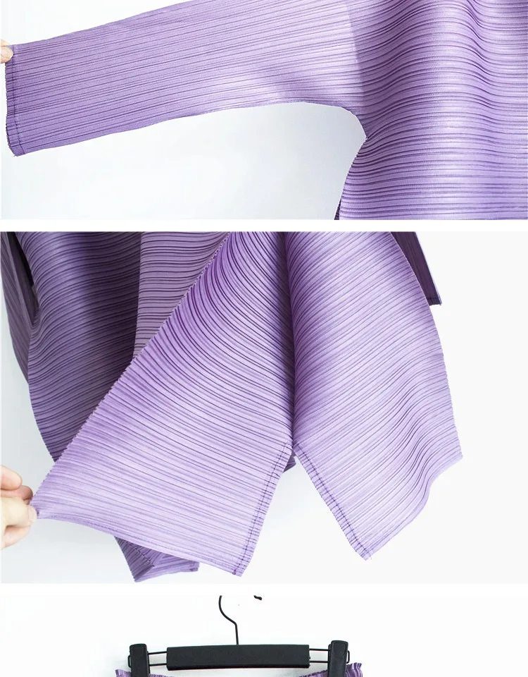 Changpleat свободные женские комплекты Miyak плиссированные модные однотонные широкие брюки и футболки два предмета женские костюмы размера плюс