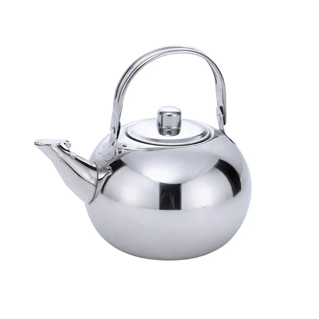 Практичный чайник новый полированный из нержавеющей стали с крышкой чайный для