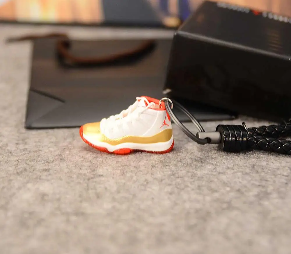 Ray Allen Air Jordan 11 Concord брелок в виде кроссовка подвеска 3d мини брелок стерео баскетбольная модель обуви АВТОМОБИЛЬ пара кукла аксессуары - Цвет: Ray Allen