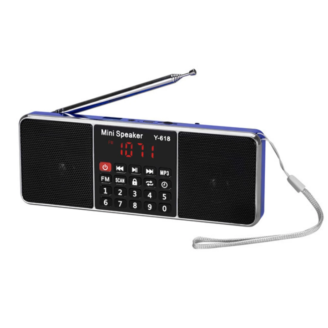 Синий Портативный L-288 цифровой радио AM/FM двойной Bluetooth колонки Громкая связь 3,5 мм AUX линейный вход MP3-плеер TF/SD карта светодиодный экран - Цвет: Синий