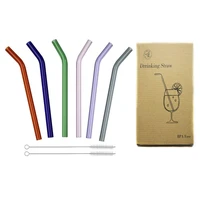 6 pcs new special curved glass pipet environmental glass health baby drinking pipette drinking straws eco friendly christmas